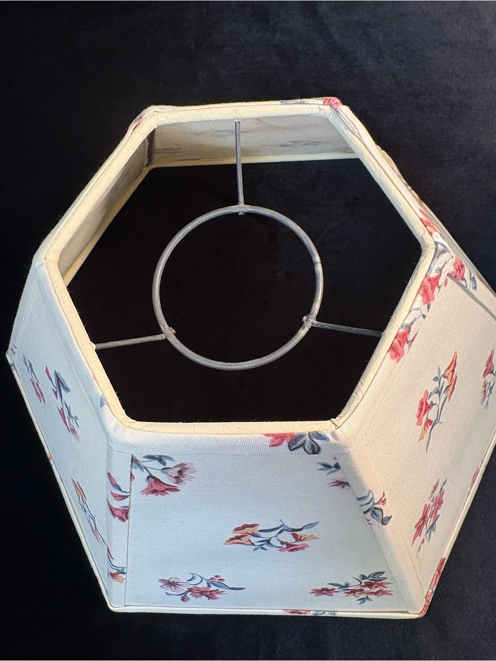 Vintage Porcelain Table Lamp/ Matching Hexigonal Fabric Shade - Picture 9 of 16